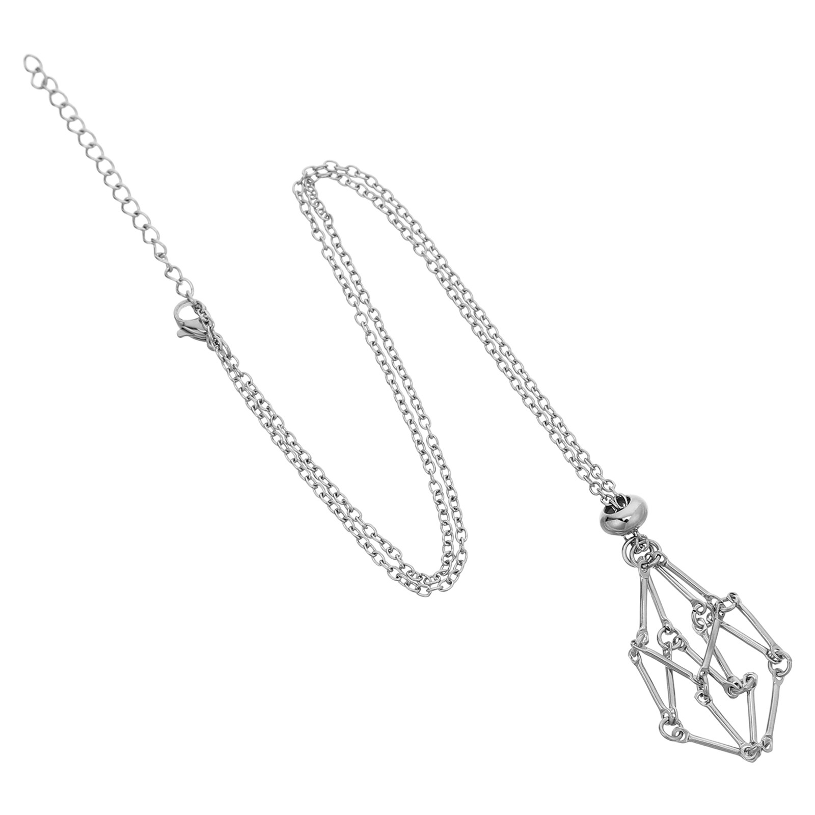 Crystal Pendant Necklace Natural Stone - Collana con ciondolo a gabbia a