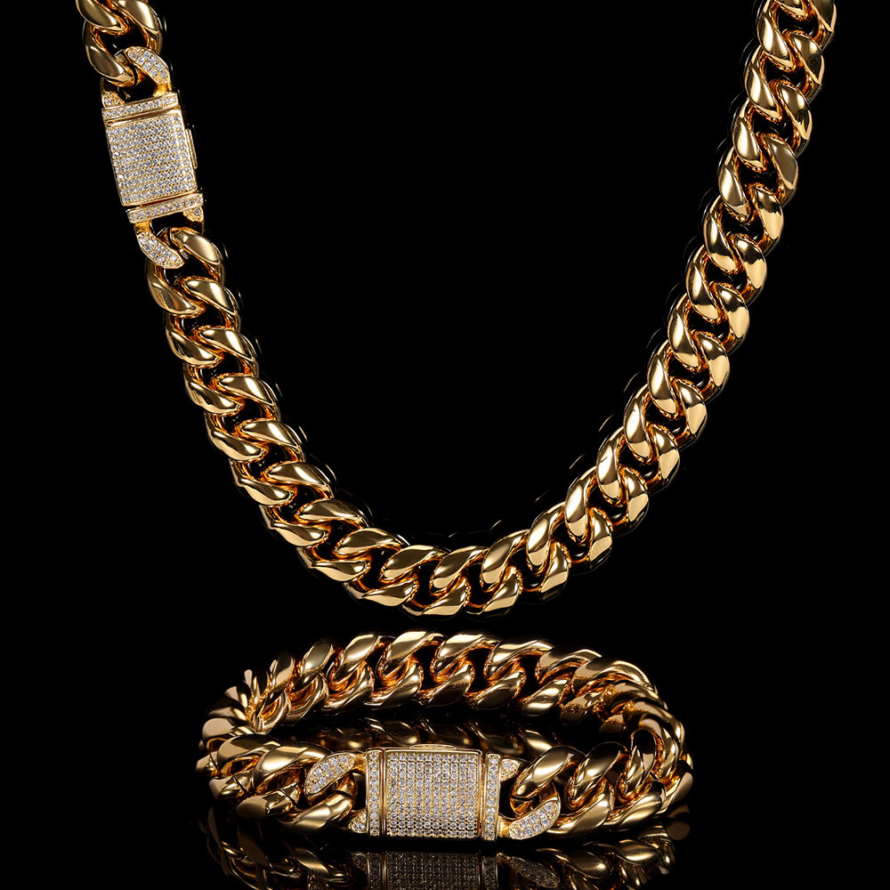 Cuban Link Chain 12Mm - Collana da uomo con catena a