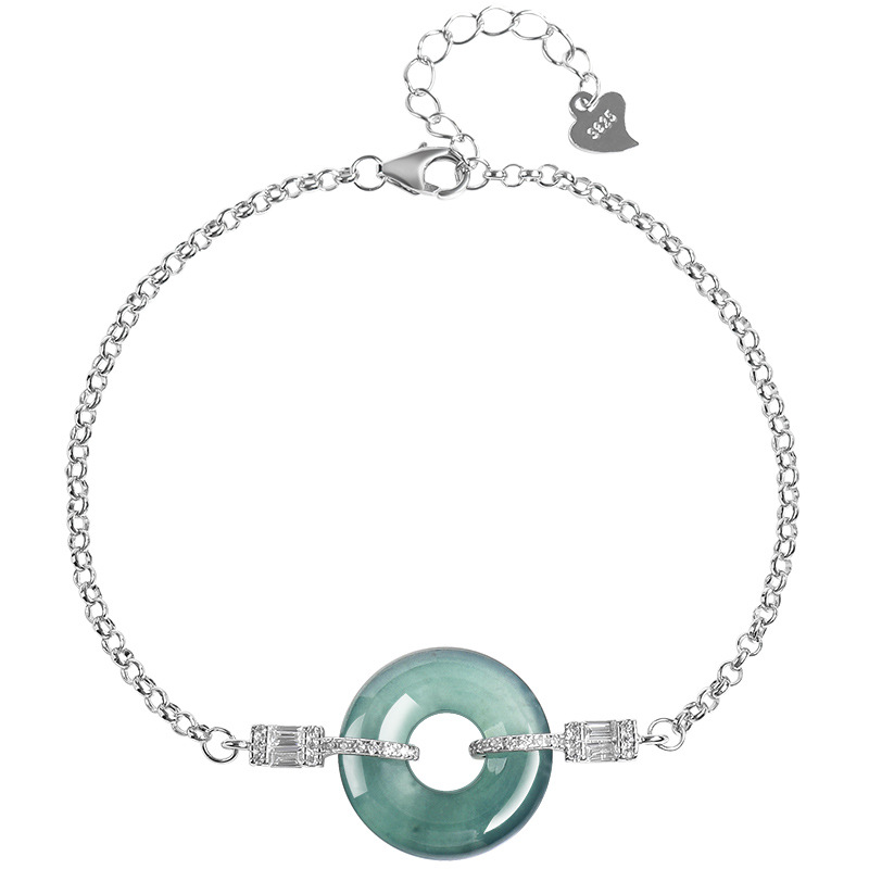 Bracelets - Bracciale con anello in giadeite blu