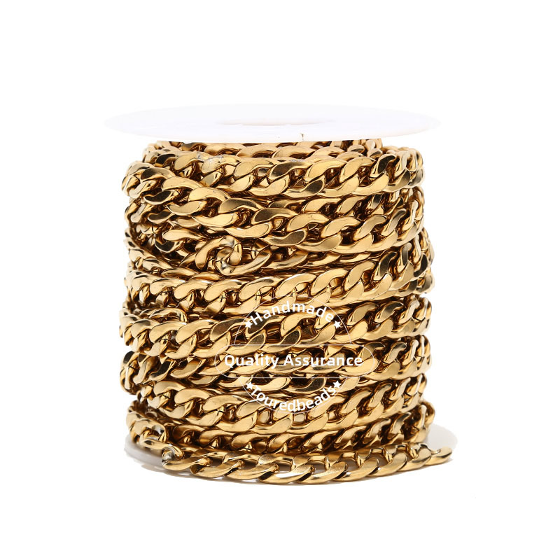 Cuban Link Chain 12Mm - 1m tono oro 12mm larghezza pesante