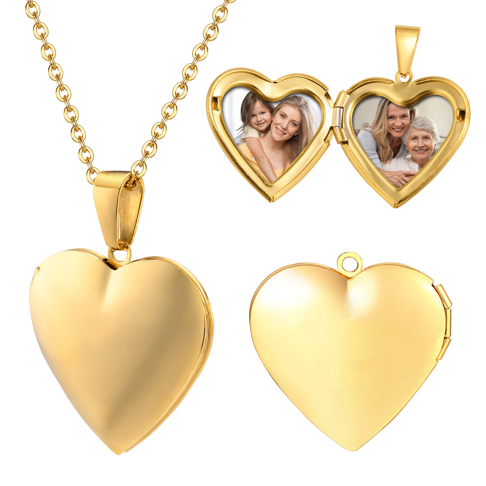 Gioielli in acciaio inossidabi - Heart Locket Necklace Photo recensione e prezzo